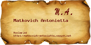 Matkovich Antonietta névjegykártya